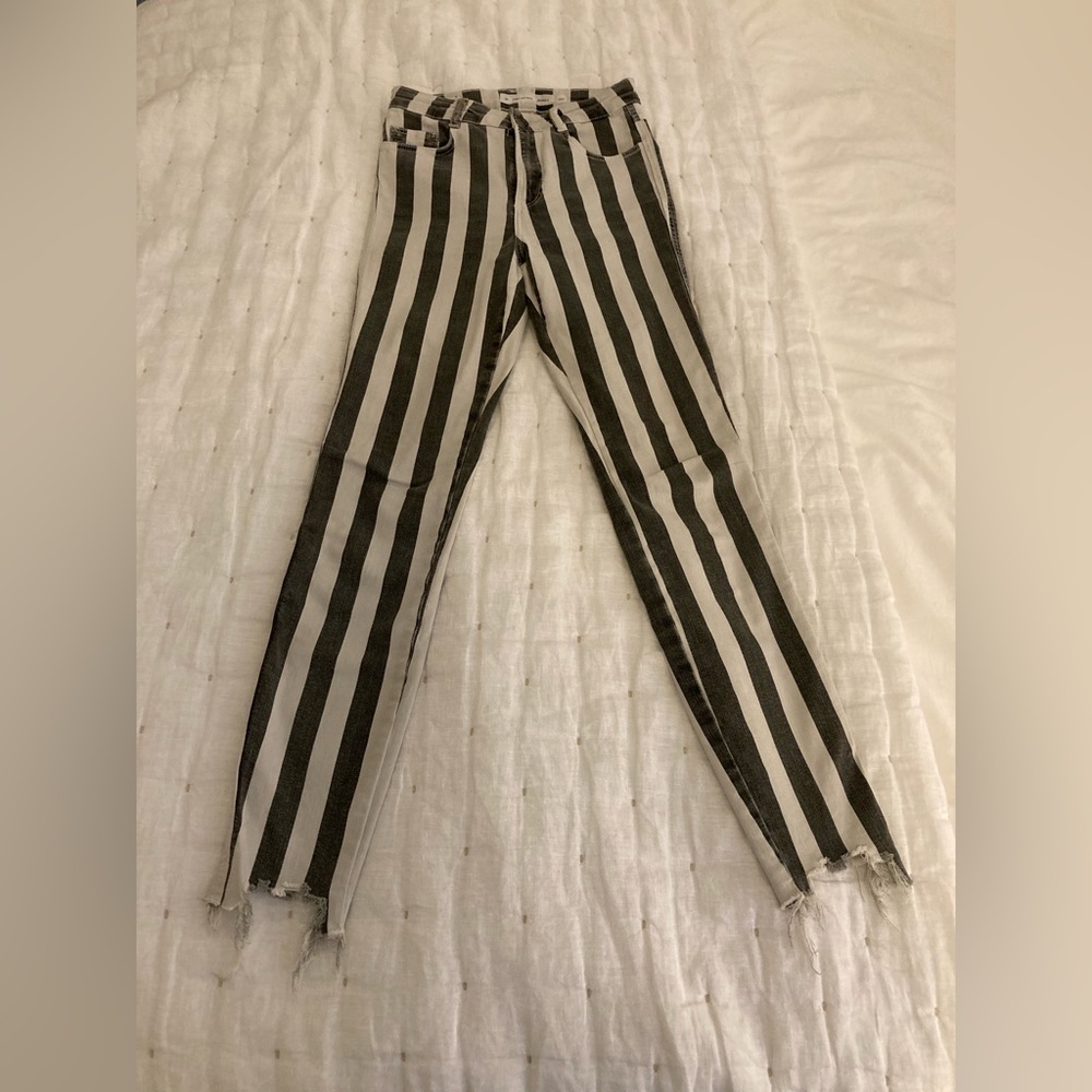 Subdued stripe skinny jeans